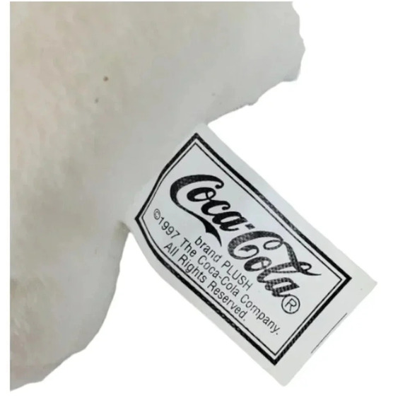 Coca Cola 90s Vintage Collectible White Polar Bear with Green Cap Plush 58 - Picture 4 of 6